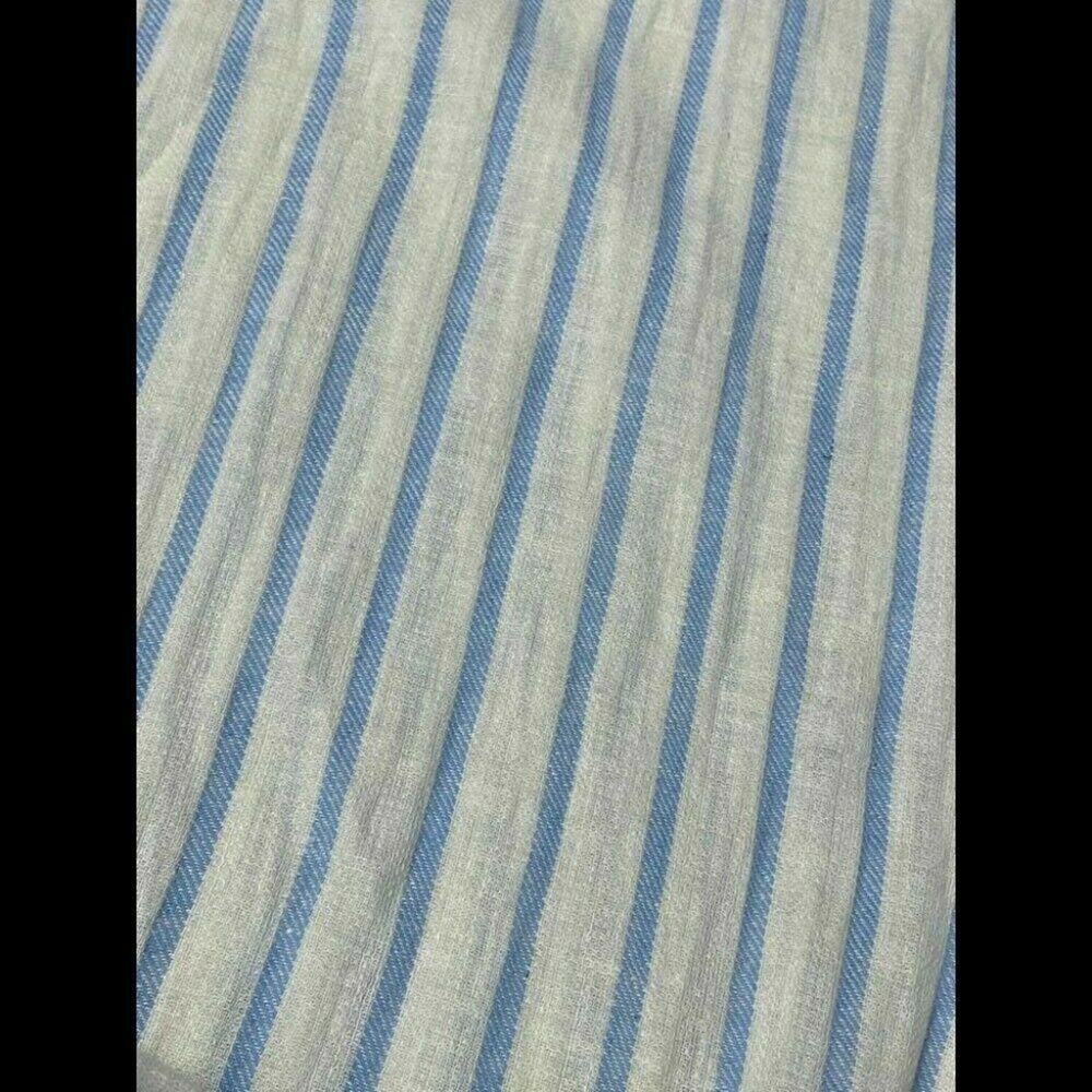 everly Tie-Front Culotte Jumpsuit in Ikat Stripe white blue sz small linen - Picture 10 of 12